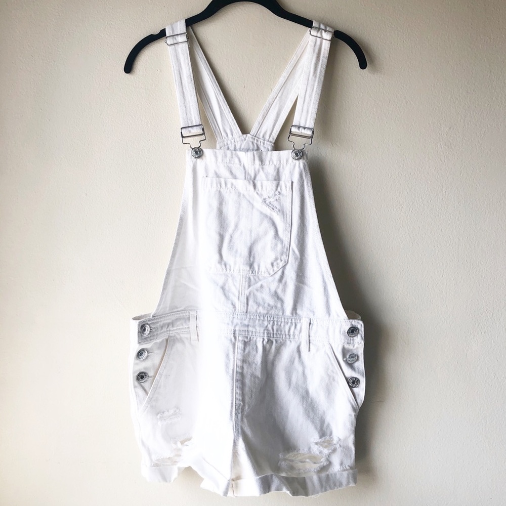 Forever 21 White Denim Short Overalls